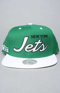 Mitchell & Ness The New York Jets Arch Snapback Cap in Green White 
