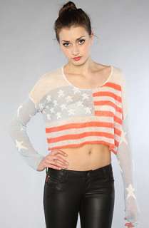 Wildfox The White Label Born on the 4th of July Billy Cropped Sweater 