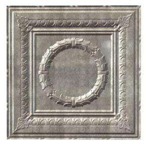 Fasade Rosette 2 ft. x 2 ft. PVC Cross Hatch Silver Lay in Ceiling 