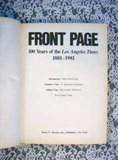 Front Page Los Angeles Times 1881 1981 100 Years Book  