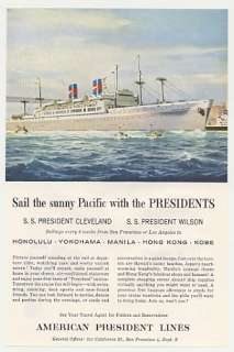 1956 American President Lines SS Pres Cleveland Ship Ad  