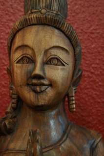 Sawadee Lady,Statue,Figur,Skulptur,Holz,Neu,Thailand  