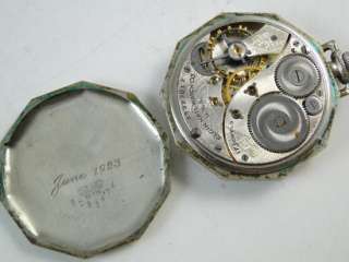 Antique 12s Elgin Pocket Watch Octagonal Art Deco Case 17 Jewel Old 