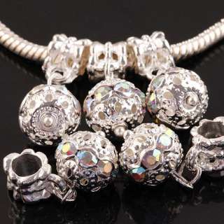 20x Shiny Dangle AB Crystal Inlay European Beads PPc70  