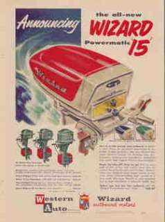   WIZARD POWERMATIC 15 15 HP OUTBOARD MOTOR AD FROM WESTERN AUTO  