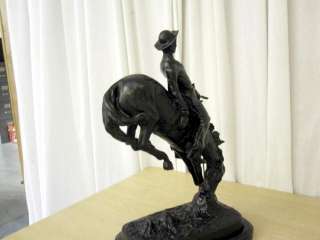 Antique Metal Cowboy & Horse Sculpture on Marble Base  