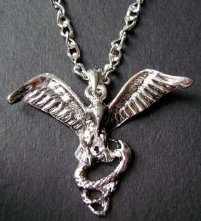 Alloy Metal Hawk Eagle Fight Bear Pendant Necklace  