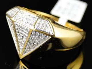   GOLD FINISH DIAMOND SHAPE FASHION DESIGNER PINKY RING 0.40 CT  