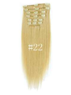 20``7Pcs Straight Remy Clip in real Human Hair Extensions 11 colors 