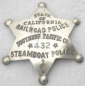 California Southern Pacific Railroad RR Police Badge  
