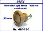 Möbelknopf Holz Eiche unbehandel​t 45mm   Nr.480190