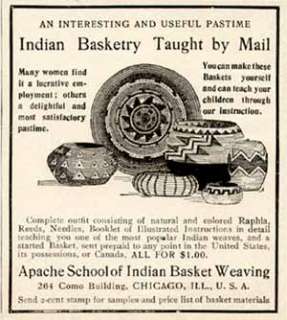 1904 AD FOR THE APACHE SCHOOL OF INDIAN BASKET WEAVING  