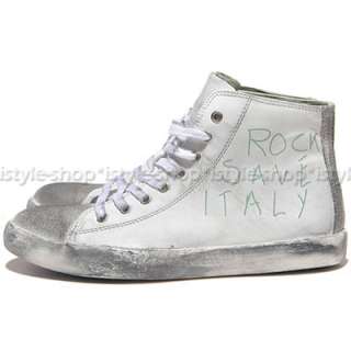 Mens Rock Save Italy Vintage Mid top Leather Sneakers  