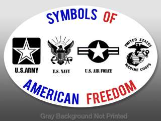 Oval Symbols of American Freedom Sticker  decal US logo army navy air 