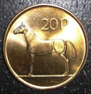 Ireland 20 pence Horse Stallion animal wildlife coin  