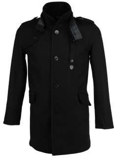 Mens Dissident Wool Rich Military Style Fitted Jacket/ Coat   Black 