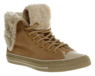 Womens Converse All Star X High Sand Brown Suede/Shearling Trainer 
