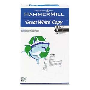 Hammermill  Great White Recycled Copy Paper, 92 Brightness, 20lb 