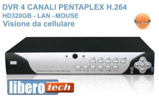   DVR H.264 4 canali LAN / USB / MOUSE visione cellulare