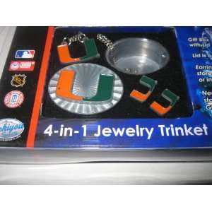 Miami Hurricanes 4 Piece NCAA Jewelry Set with Trinket Box  