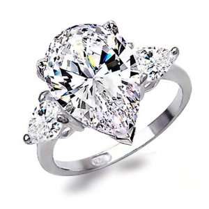 Bling Jewelry Sterling Silver Classic Pear CZ Engagement Ring 7