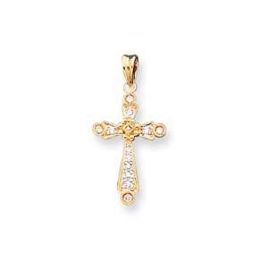  14k Yellow Gold Diamond Cross Pendant: Jewelry