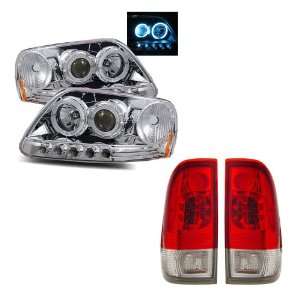 97 03 Ford F 150 Chrome CCFL Halo LED Projector Headlights 