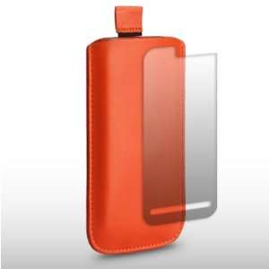  NOKIA 5800 ORANGE LEATHER POCKET POUCH COVER CASE WITH 