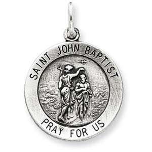    Sterling Silver Antiqued Saint John the Baptist Medal Jewelry