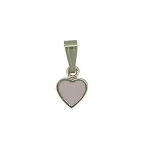  18K White Gold Lilac Enamel Heart Charm (5mm/11mm with 