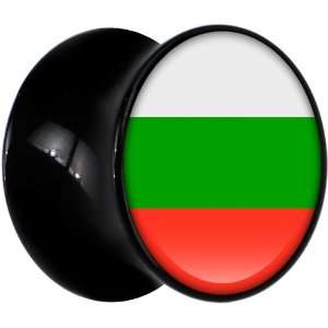  2 Gauge Black Acrylic Bulgaria Flag Saddle Plug: Jewelry