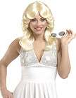 Womens 60s 70s Style Feathered Blonde Costume Wig Angel Farrah 