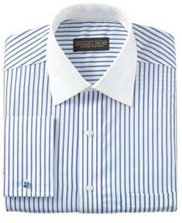 Donald Trump Dress Shirt, Non Iron Blue Bengal Stripe French Cuff 