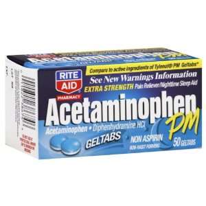  Rite Aid Acetaminophen PM Gel Tabs, 50 ea Health 