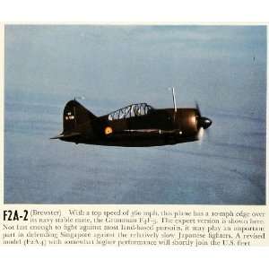  1941 Print F2A 2 Brewster Grumman Aircraft Aviation Plane 