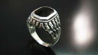 Exquisite Art Mens Silver 925 SIGNET Black Onyx Ring  