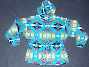 ladies hooded fleece jacket polar hood anorak aztec indian print size 