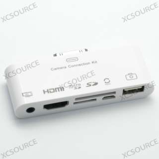   Dock USB AV Cable Connection Kit Micro SD Card Reader For iPad 1 2 AC8