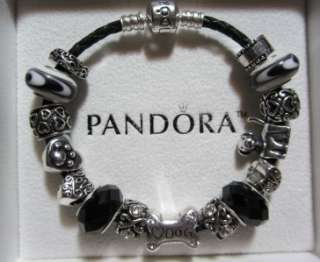 Authentic Pandora Bracelet w 11 Murano Beads & Charms   Puppy Love 