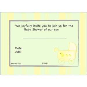  Baby Carriage Shower Invitations (Color=BL:Blue): Baby