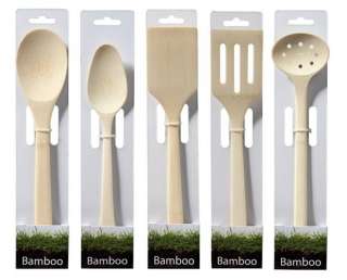 ScanWood 5pc Bamboo Spoon & Spatula Kitchen Utensil Set  