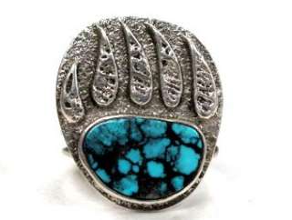 Philander Begay–Bear Claw Ring–Black & Blue Turquoise  