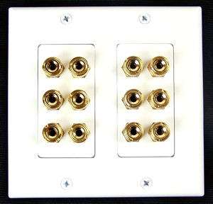 Image of 6 Speaker Wall Plate With Gold Plated Binding Posts