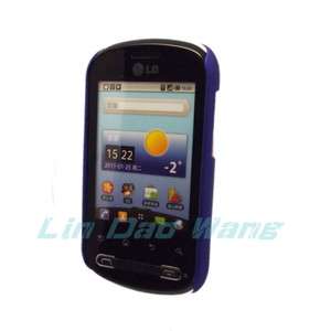 Blue Hard Rubber Case Cover + LCD Screen Protector Film For LG Optimus 