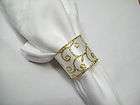 Set of 6 Napkin Rings Satin with Gold embroidery New 