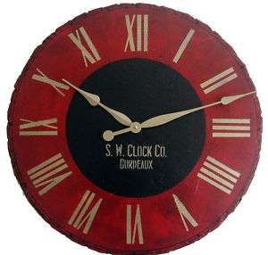 Large Wall Clock 30 Antique Red Black Tuscan Bordeaux  