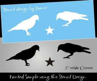 Stencil #S85B ~ Lg. 5 Primitive Crows with Barn Star design   paint 