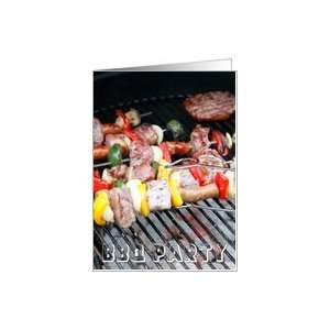  Barbecue Party Invitation   red hot grill with meat Card 