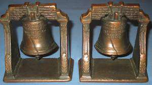 IRON COPPER BRONZE FINISH BOOKENDS LIBERTY BELL CA1925  