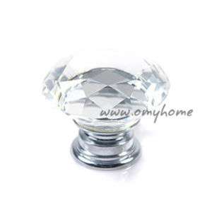 30mm Clear Cabinet Drawer Crystal Glass Knobs Diamond  